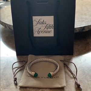 David Yurman green onyx gold/silver 7mm bracelet
